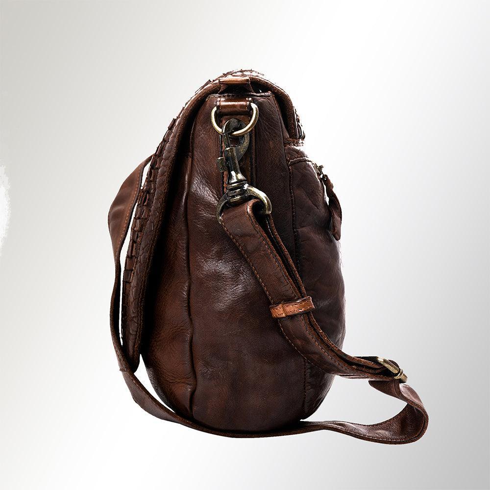 Spaghetti Western Crossbody Vintage Handmade Drum Dyed Genuine European Cowhide Leather