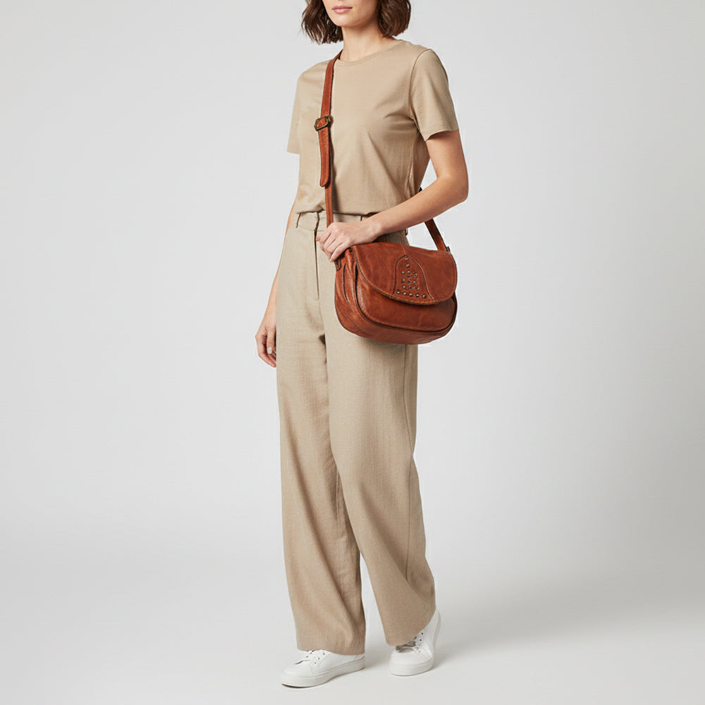 Spaghetti Western Swc161Cg Cross Body I Vintage Handmade Drum Dyed Genuine European Cowhide Leather Women Bag Western Handbag Purse