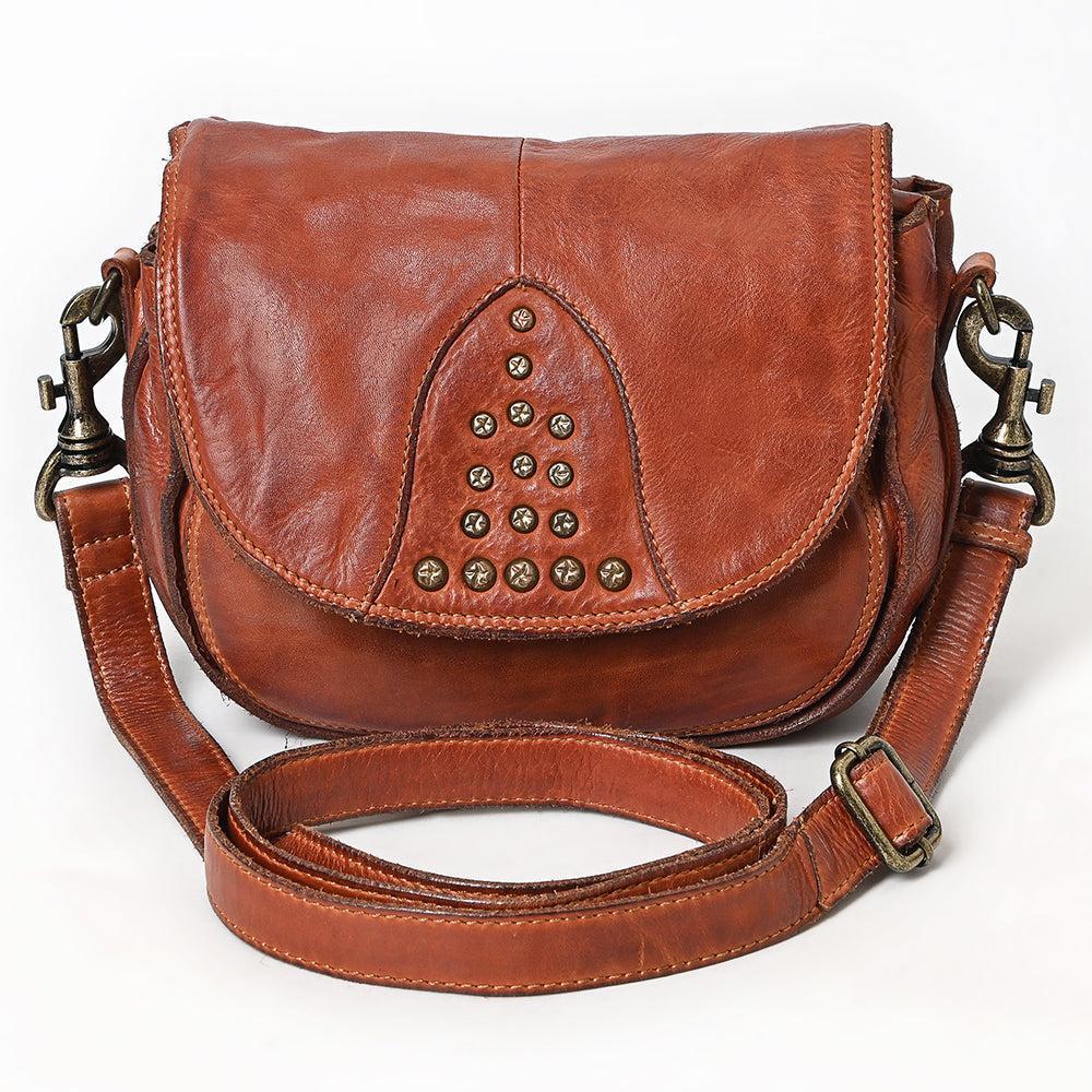 Spaghetti Western Crossbody Vintage Handmade Drum Dyed Genuine European Cowhide Leather