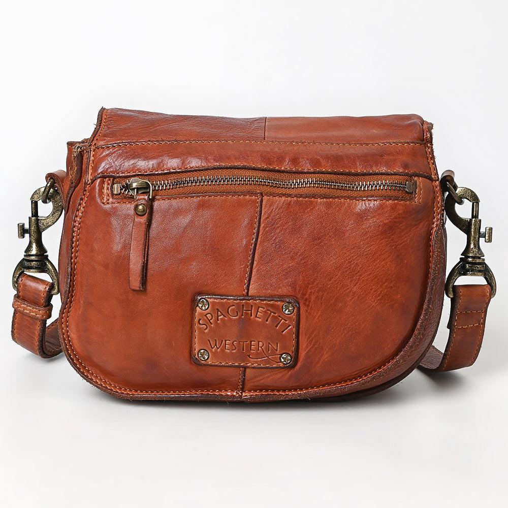 Spaghetti Western Crossbody Vintage Handmade Drum Dyed Genuine European Cowhide Leather