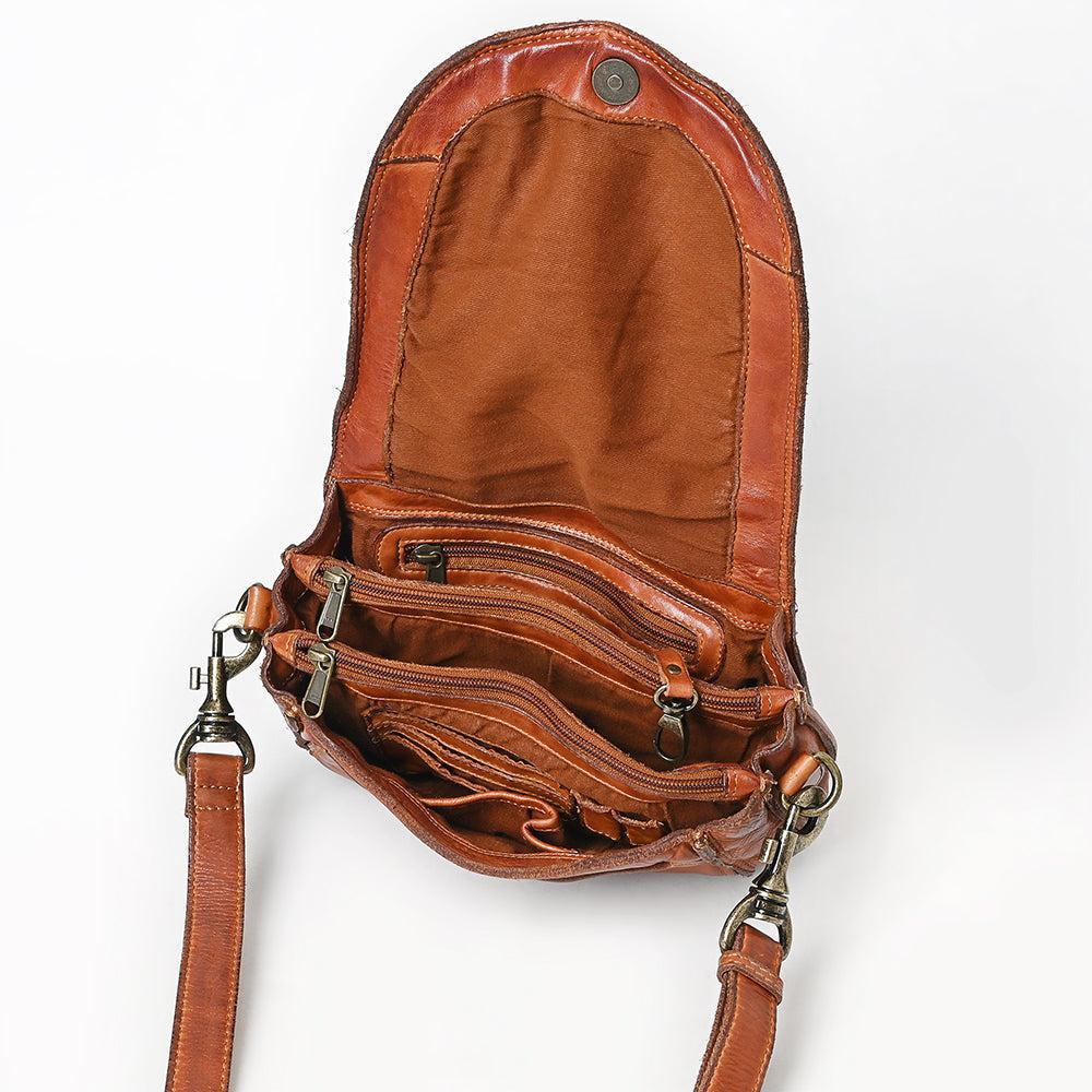 Spaghetti Western Crossbody Vintage Handmade Drum Dyed Genuine European Cowhide Leather