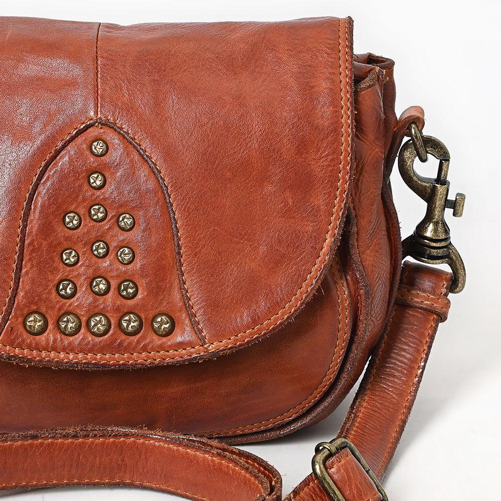 Spaghetti Western Crossbody Vintage Handmade Drum Dyed Genuine European Cowhide Leather