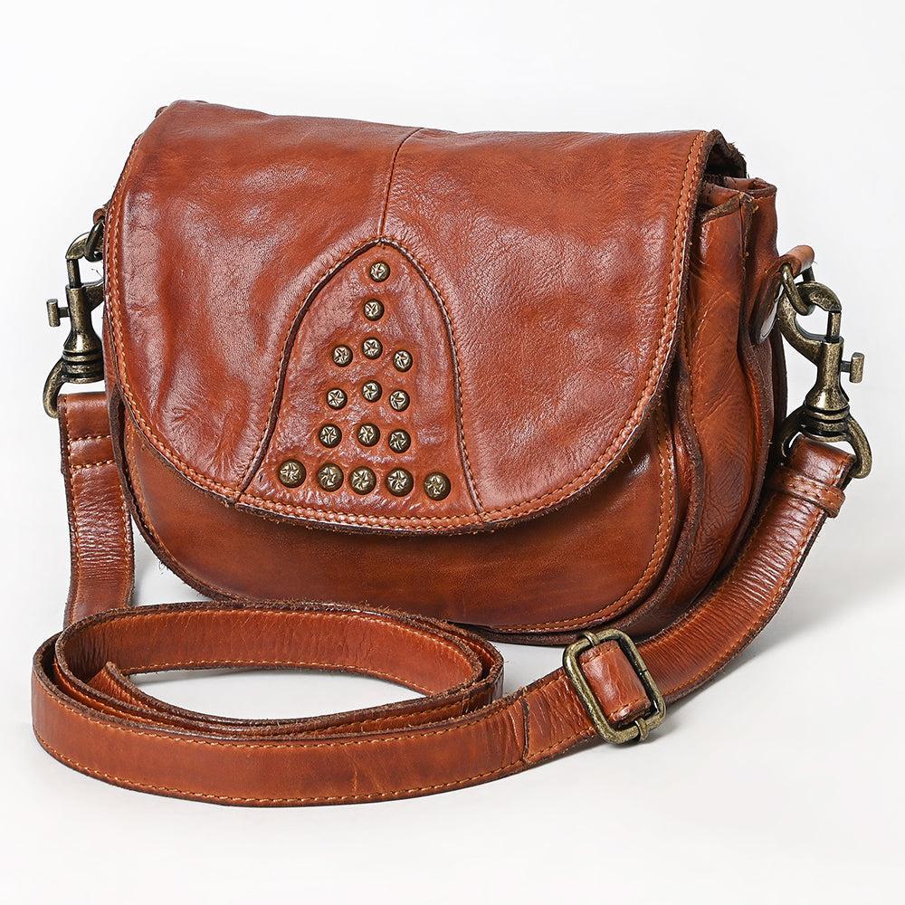 Spaghetti Western Crossbody Vintage Handmade Drum Dyed Genuine European Cowhide Leather