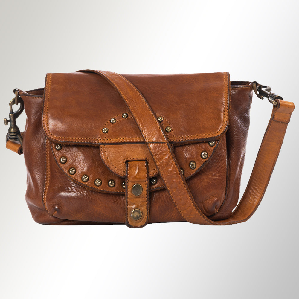Spaghetti Western Crossbody Vintage Handmade Drum Dyed Genuine European Cowhide Leather