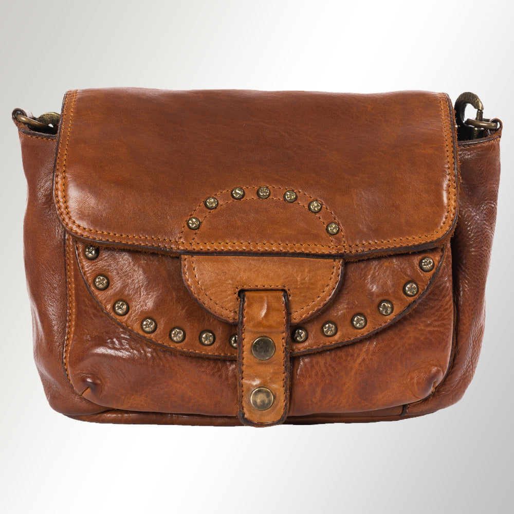 Spaghetti Western Crossbody Vintage Handmade Drum Dyed Genuine European Cowhide Leather