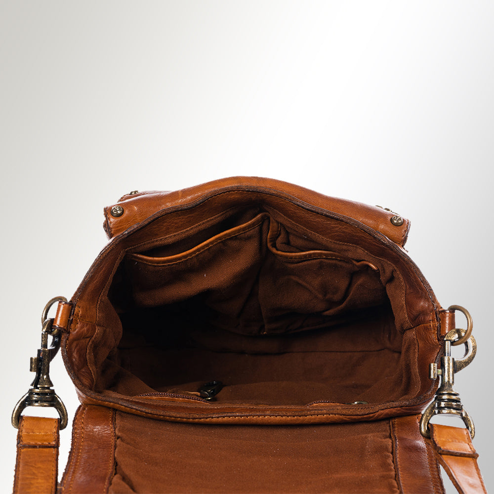 Spaghetti Western Crossbody Vintage Handmade Drum Dyed Genuine European Cowhide Leather