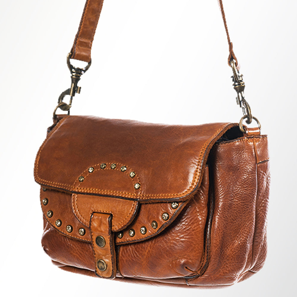 Spaghetti Western Crossbody Vintage Handmade Drum Dyed Genuine European Cowhide Leather