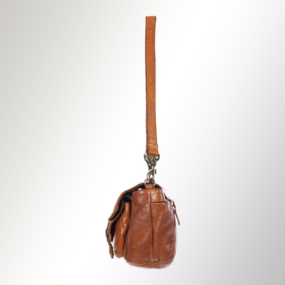 Spaghetti Western Crossbody Vintage Handmade Drum Dyed Genuine European Cowhide Leather