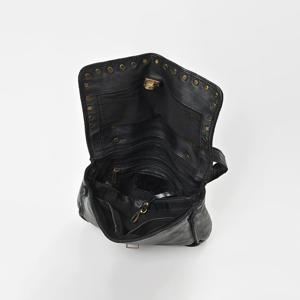 Spaghetti Western Swc163Blk Envelope Vintage Handmade Drum Dyed Genuine European Cowhide Leather Women Bag Western Handbag Purse
