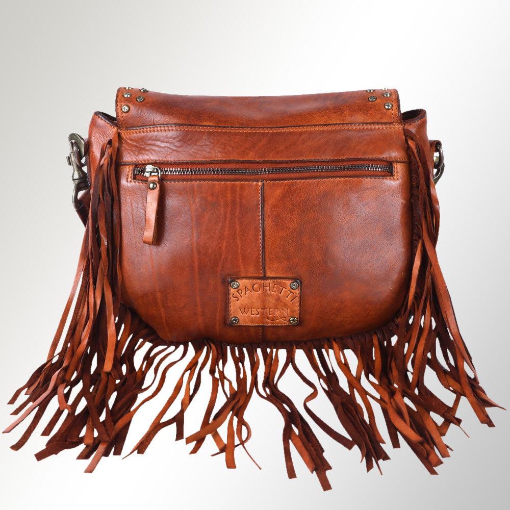 Spaghetti Western Crossbody Vintage Handmade Drum Dyed Genuine European Cowhide Leather