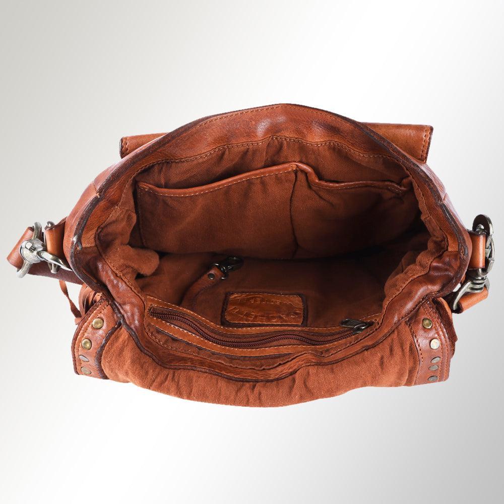 Spaghetti Western Crossbody Vintage Handmade Drum Dyed Genuine European Cowhide Leather