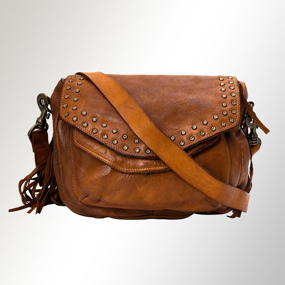Spaghetti Western Crossbody Vintage Handmade Drum Dyed Genuine European Cowhide Leather
