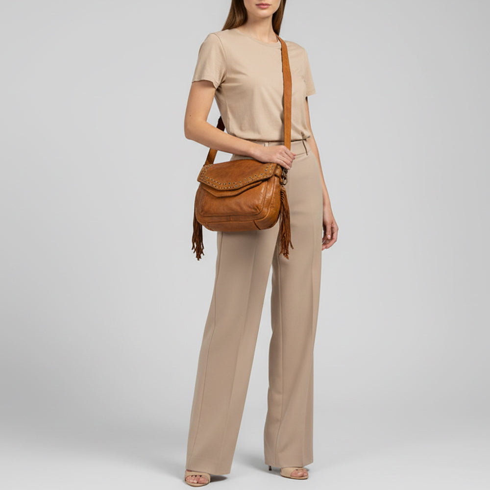 Spaghetti Western Swc164Bcg Cross Body I Vintage Handmade Drum Dyed Genuine European Cowhide Leather Women Bag Western Handbag Purse