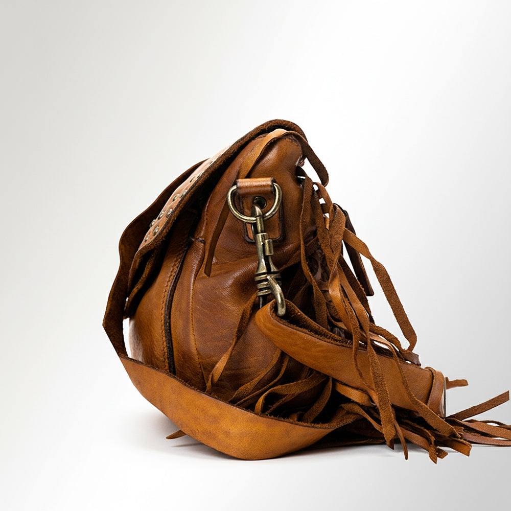 Spaghetti Western Swc164Bcg Cross Body I Vintage Handmade Drum Dyed Genuine European Cowhide Leather Women Bag Western Handbag Purse