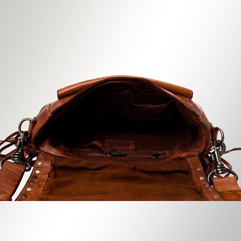 Spaghetti Western Crossbody Vintage Handmade Drum Dyed Genuine European Cowhide Leather