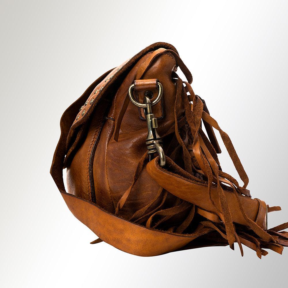 Spaghetti Western Crossbody Vintage Handmade Drum Dyed Genuine European Cowhide Leather