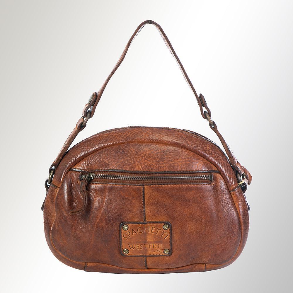Spaghetti Western Crossbody Vintage Handmade Drum Dyed Genuine European Cowhide Leather