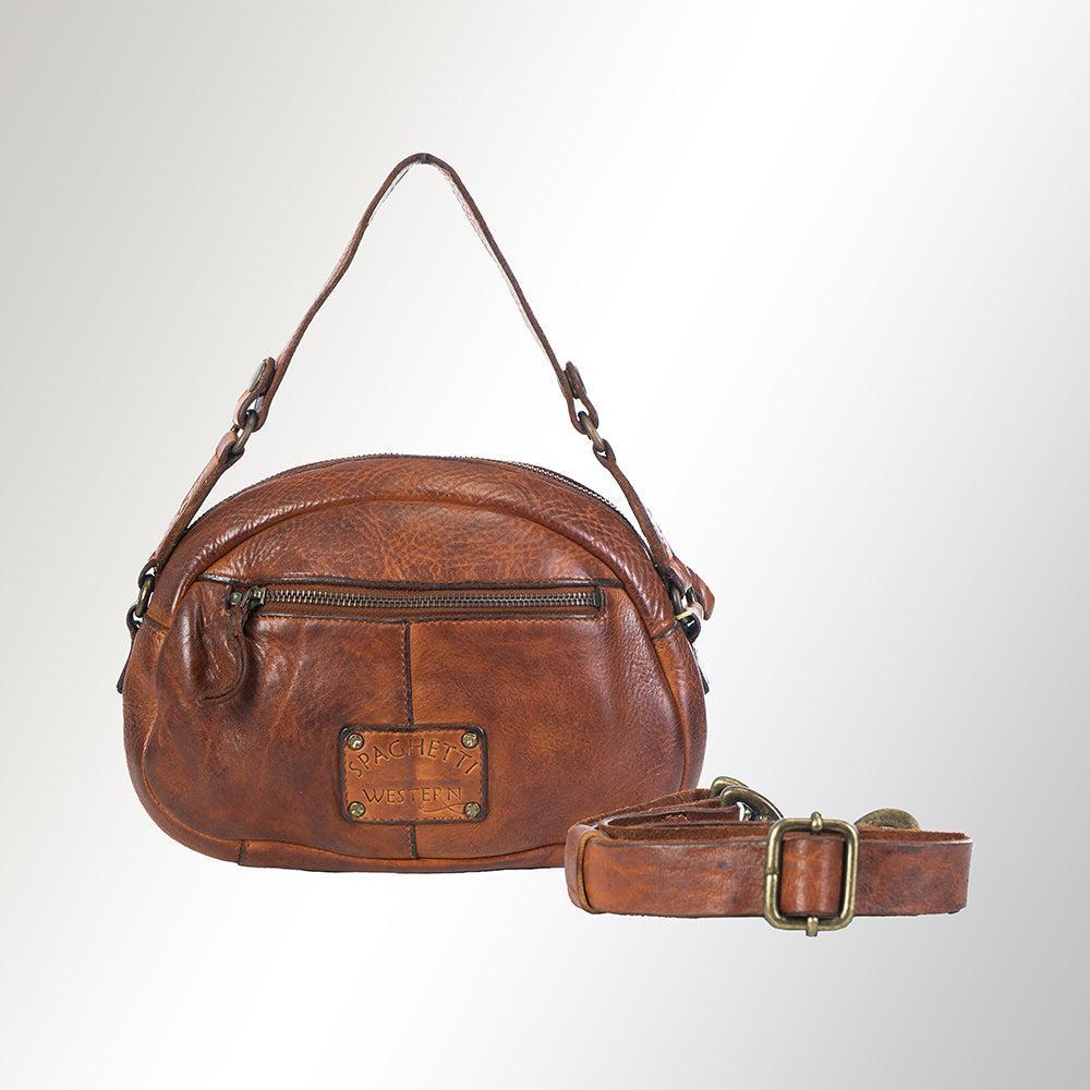 Spaghetti Western Crossbody Vintage Handmade Drum Dyed Genuine European Cowhide Leather