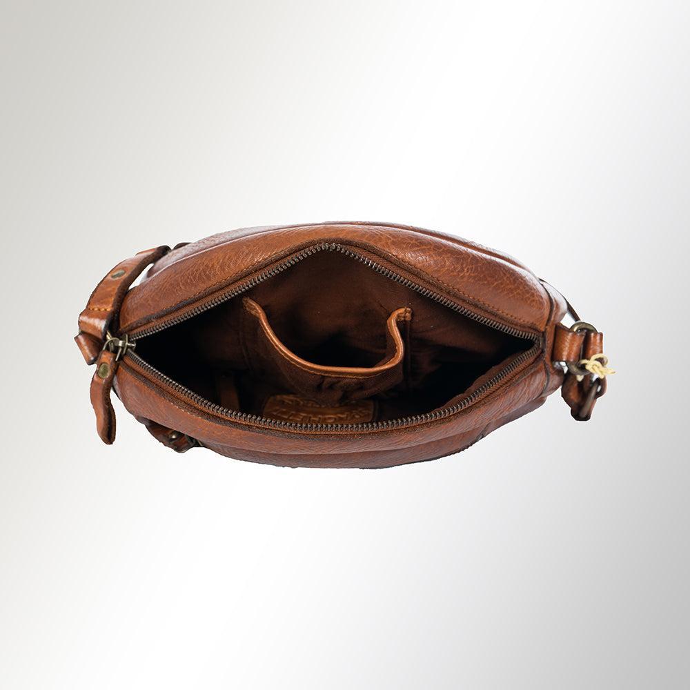 Spaghetti Western Crossbody Vintage Handmade Drum Dyed Genuine European Cowhide Leather