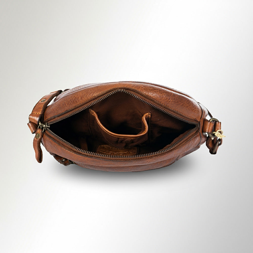 Spaghetti Western Swc167Cg Cross Body I Vintage Handmade Drum Dyed Genuine European Cowhide Leather Women Bag Western Handbag Purse