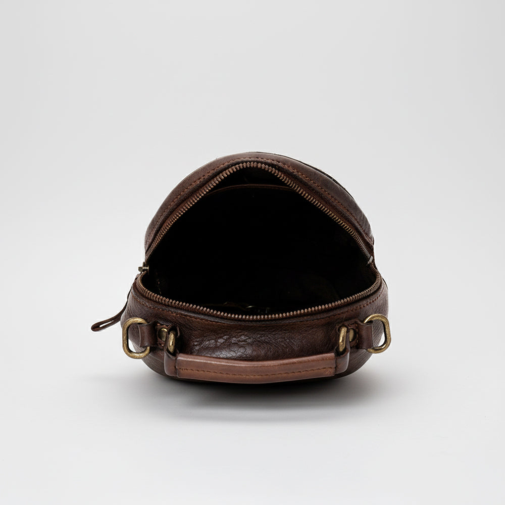 Spaghetti Western Swc168Brn Canteen Vintage Handmade Drum Dyed Genuine European Cowhide Leather Women Bag Western Handbag Purse