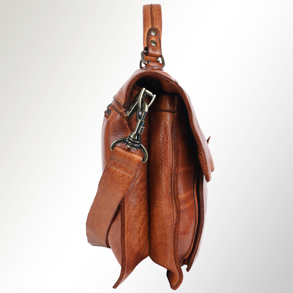 Spaghetti Western Briefcase Vintage Handmade Drum Dyed Genuine European Cowhide Leather