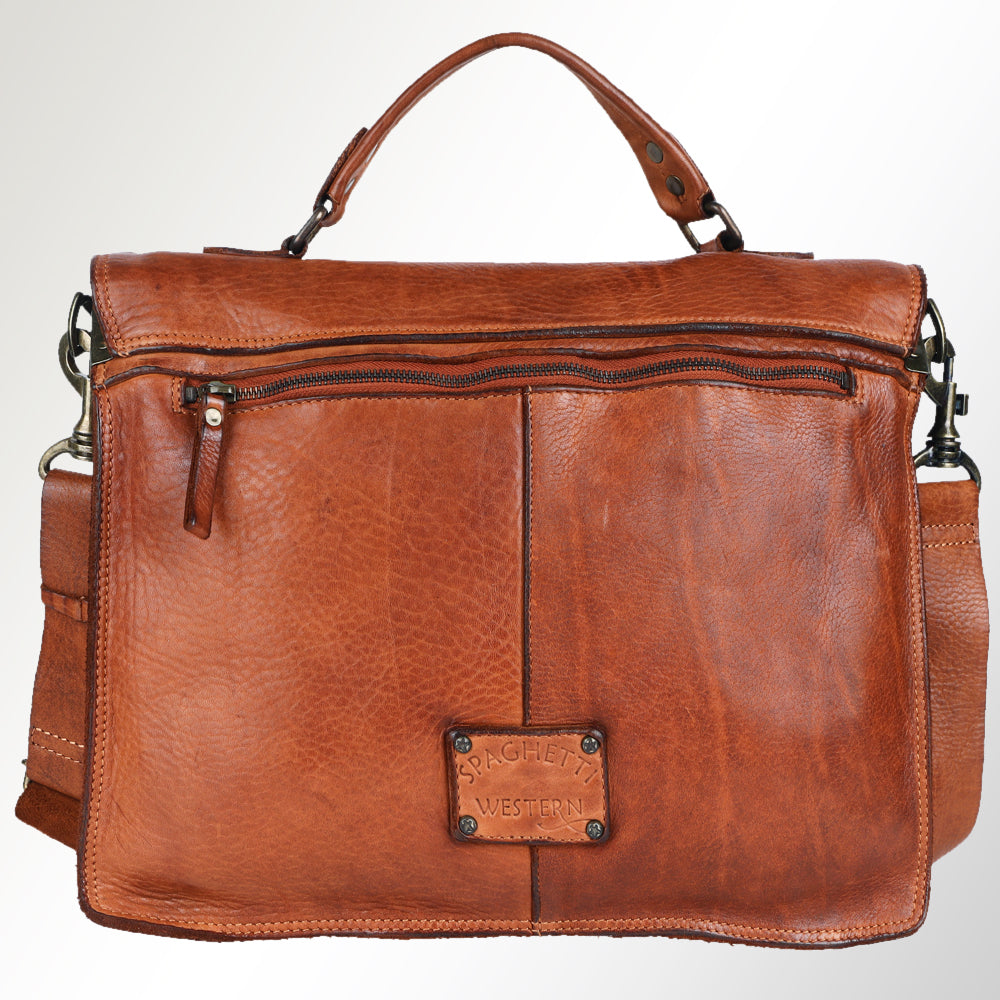 Spaghetti Western Briefcase Vintage Handmade Drum Dyed Genuine European Cowhide Leather