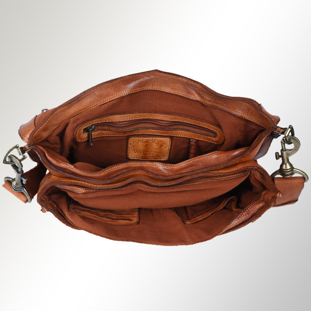 Spaghetti Western Briefcase Vintage Handmade Drum Dyed Genuine European Cowhide Leather
