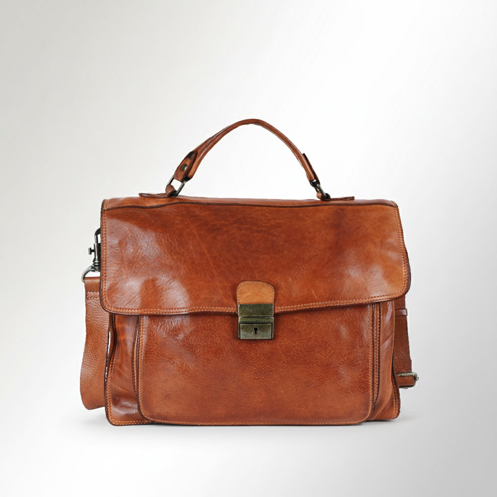 Spaghetti Western Swc171Tan Briefcase Vintage Handmade Drum Dyed Genuine European Cowhide Leather Women Bag Western Handbag Purse