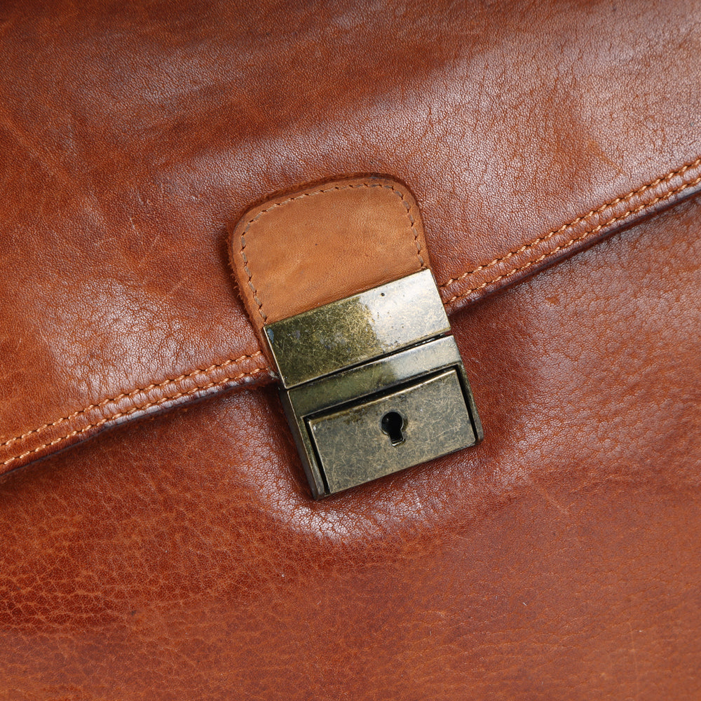 Spaghetti Western Briefcase Vintage Handmade Drum Dyed Genuine European Cowhide Leather
