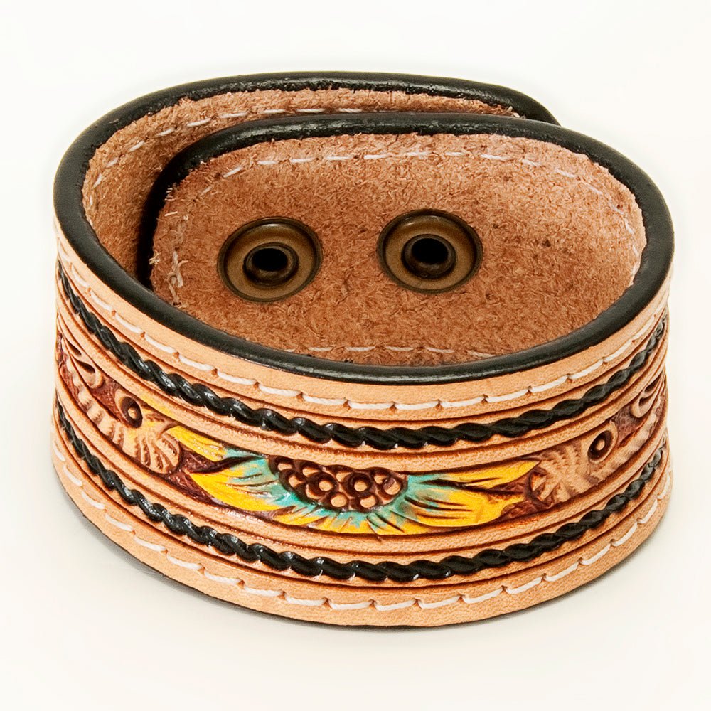 American Darling Bracelet Hand Tooled Carved Genuine Leather Women | Handmade Western Rustic