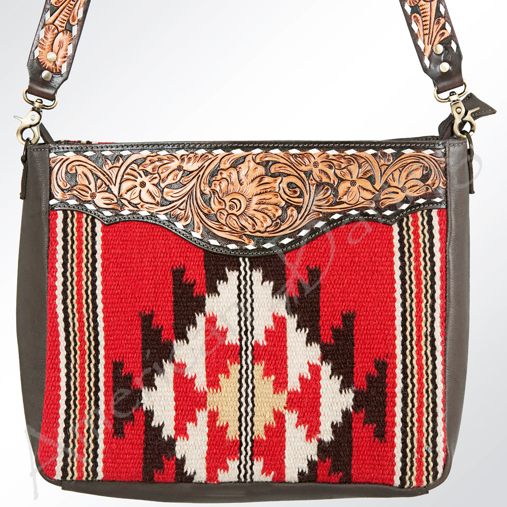 American Darling Hand-Tooled Saddle Blanket Leather Tote