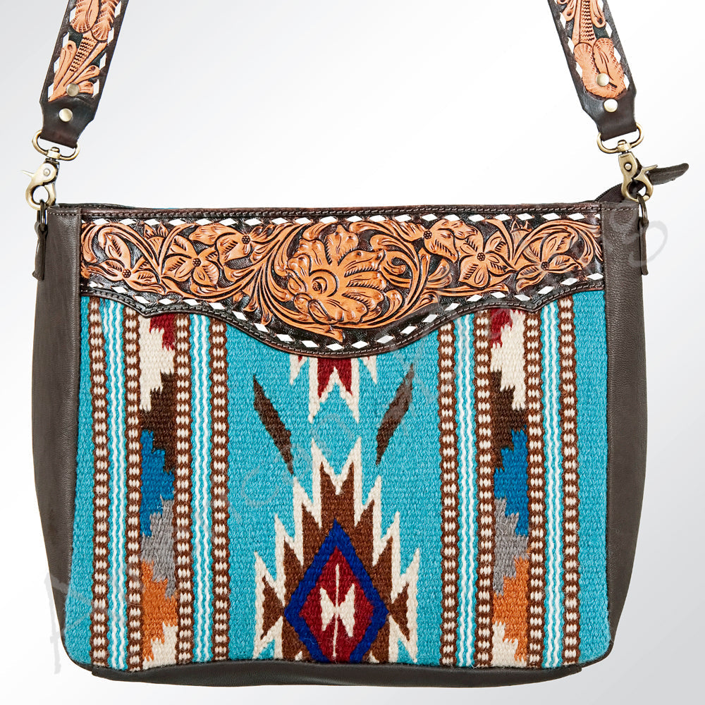 American Darling Hand-Tooled Saddle Blanket Leather Tote