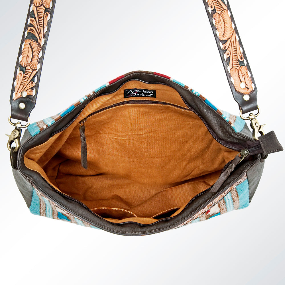 American Darling Hand-Tooled Saddle Blanket Leather Tote