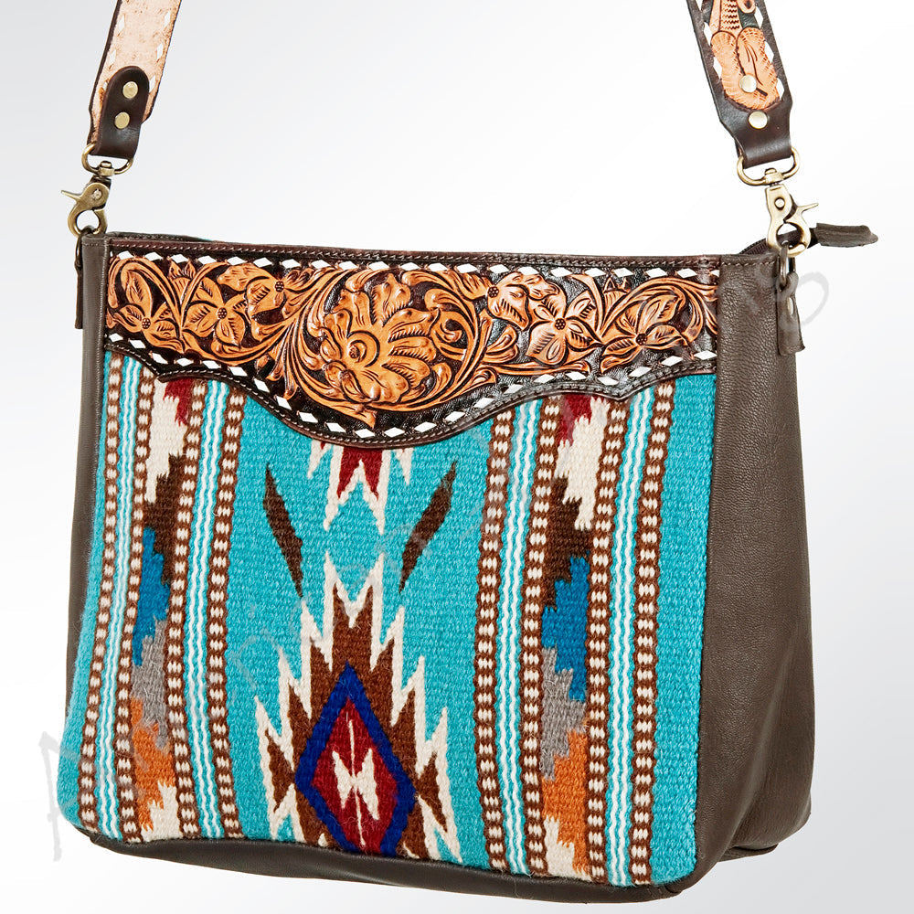American Darling Hand-Tooled Saddle Blanket Leather Tote