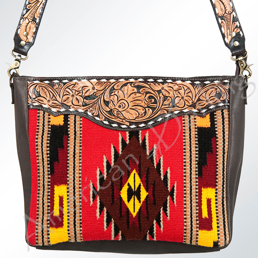 American Darling Hand-Tooled Saddle Blanket Leather Tote