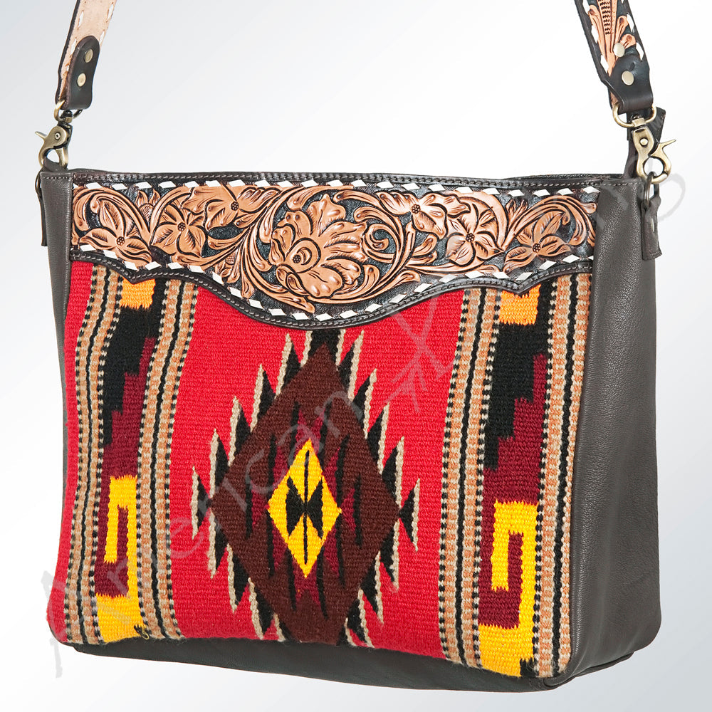 American Darling Hand-Tooled Saddle Blanket Leather Tote