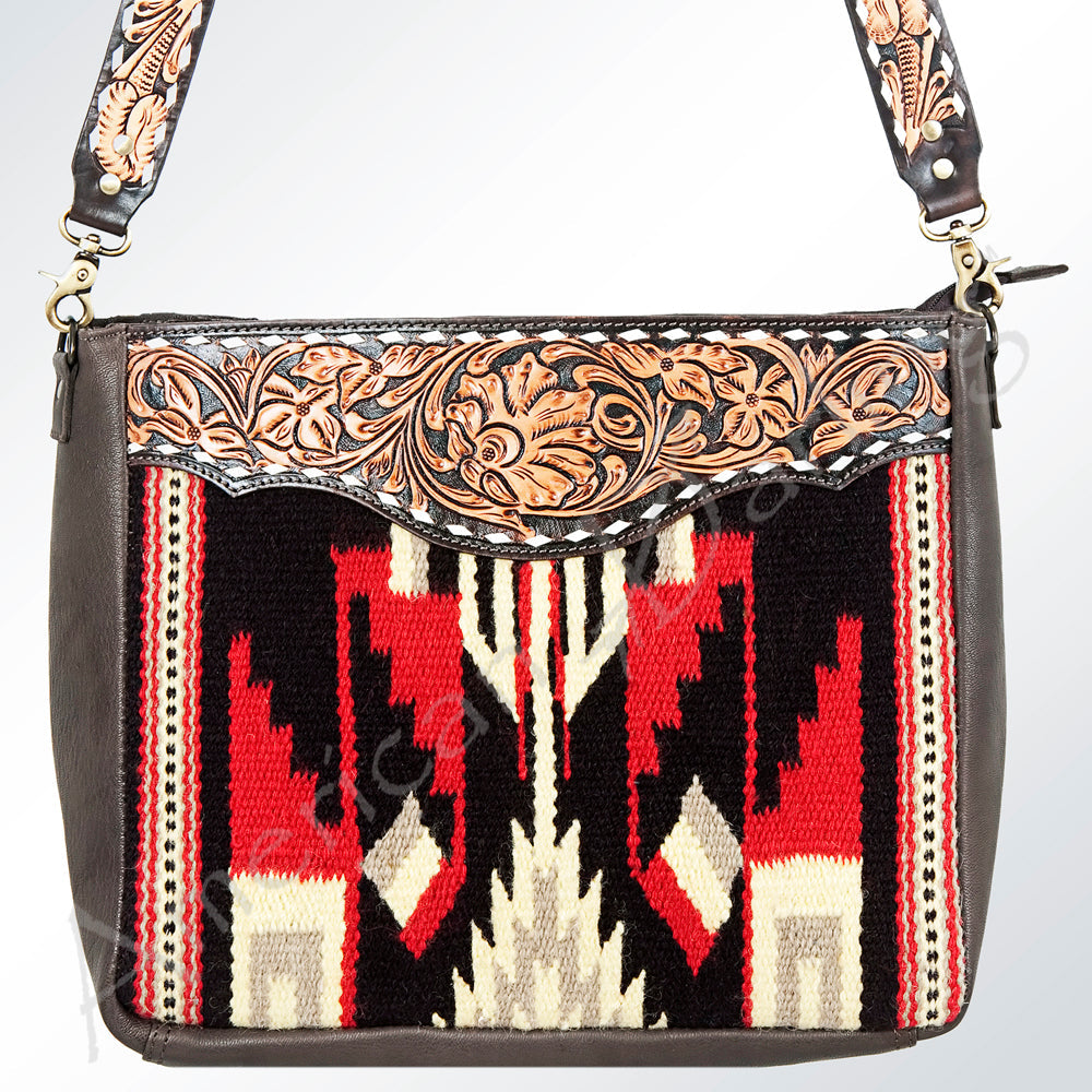 American Darling Hand-Tooled Saddle Blanket Genuine Leather Tote