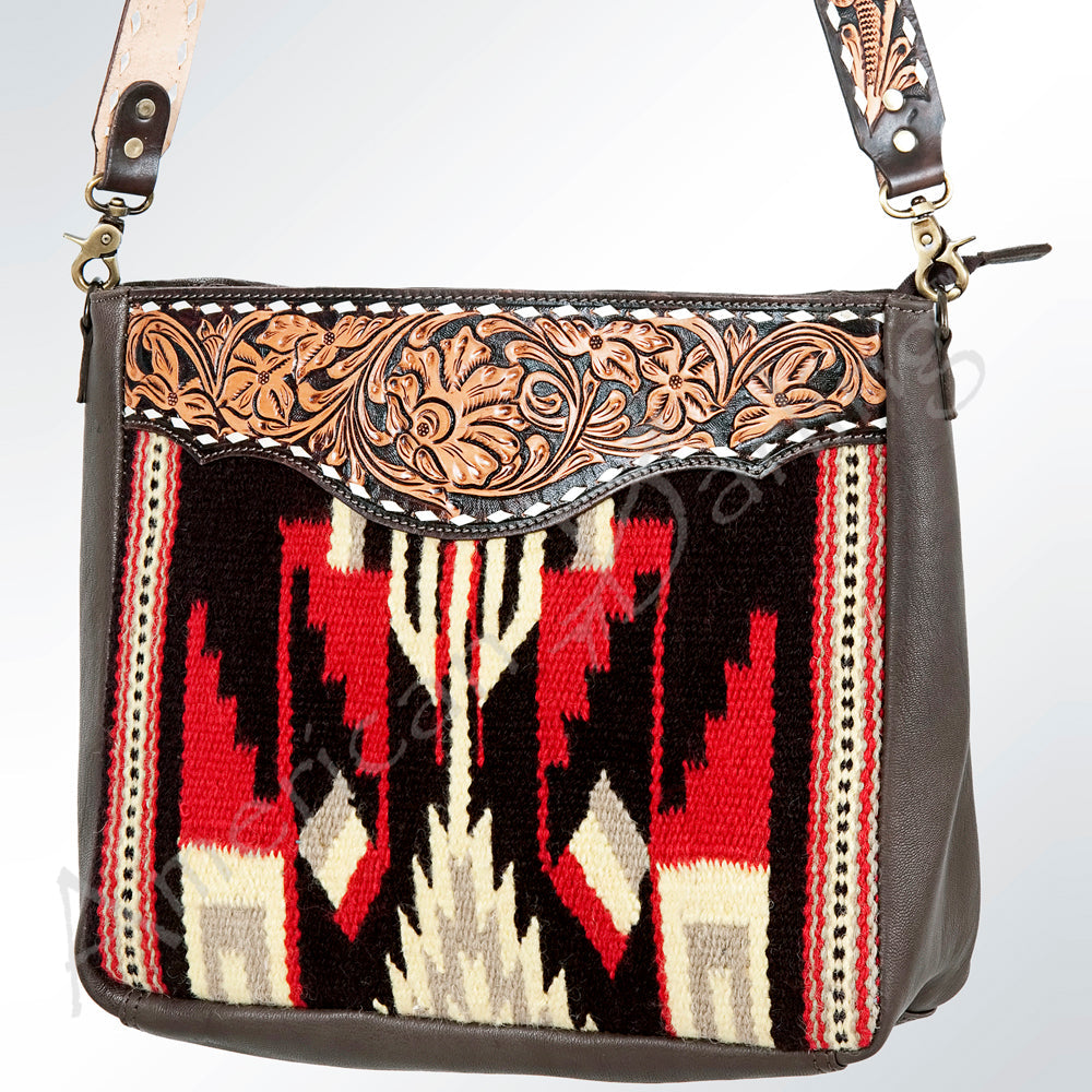 American Darling Hand-Tooled Saddle Blanket Genuine Leather Tote