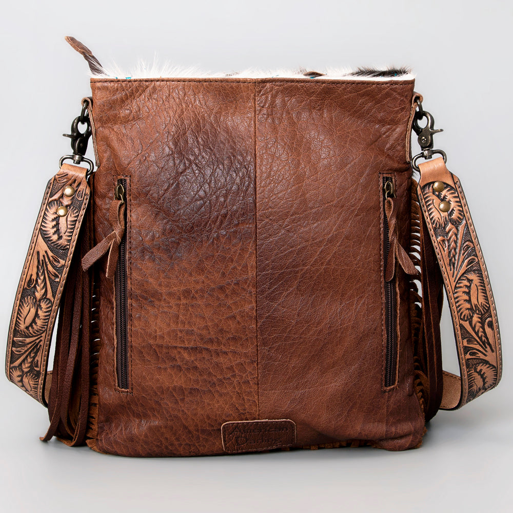 American Darling Messenger Hand Tooled Hair On Genuine Leather Western Women Bag Handbag Purse | Cute