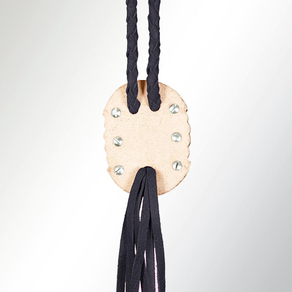 American Darling ADJW107B Braided Genuine Leather Jewelry Necklace with Concho