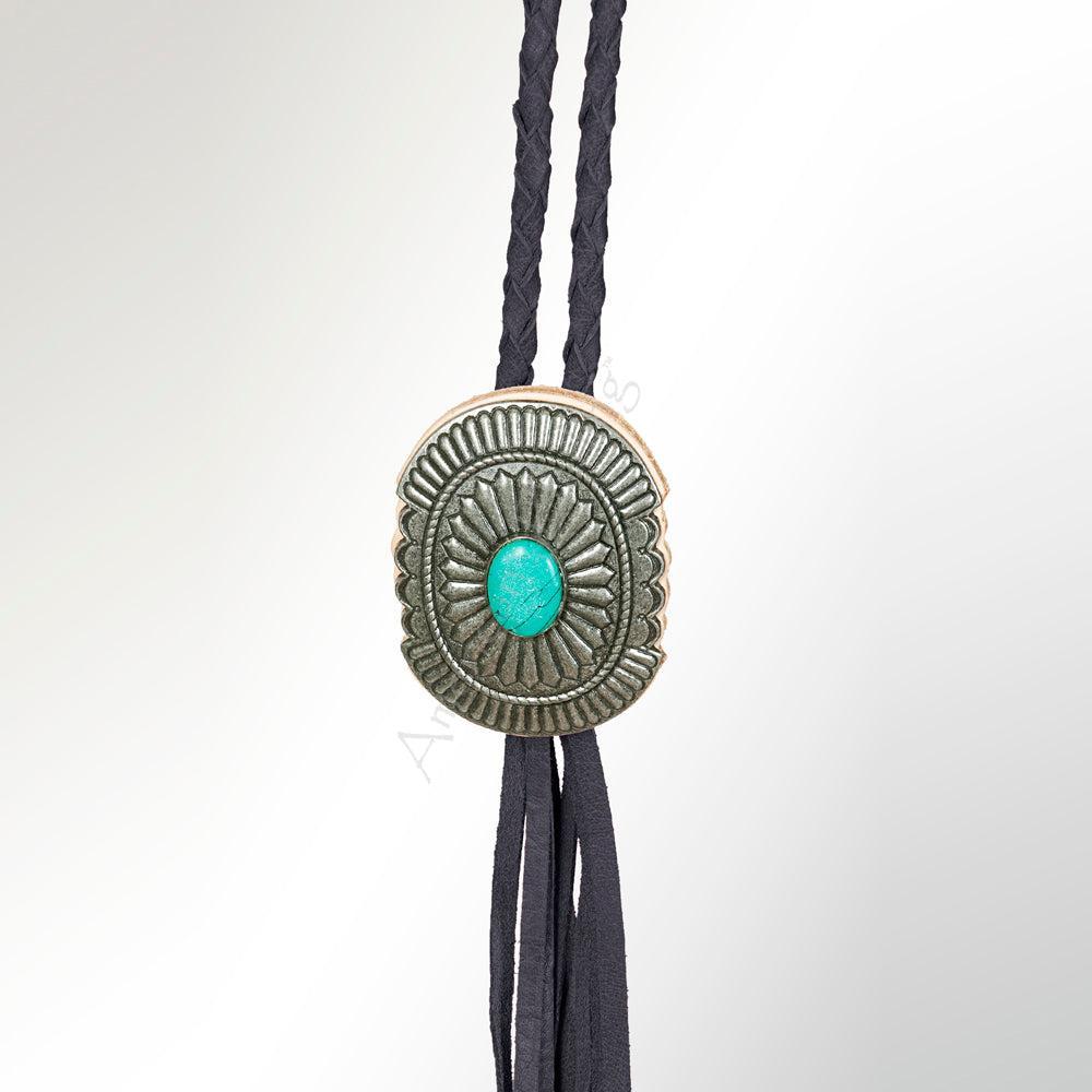 American Darling ADJW107B Braided Genuine Leather Jewelry Necklace with Concho