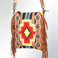 American Darling Hand-Tooled Saddle Blanket Leather Large Crossbody Bag