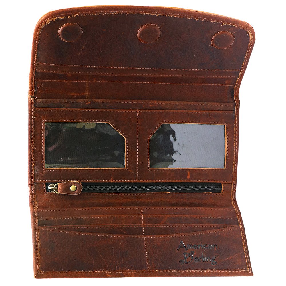 American Darling Wallet Hair on Full Grain Genuine Leather Western Women Bag | Handbag Purse Travel Clutch