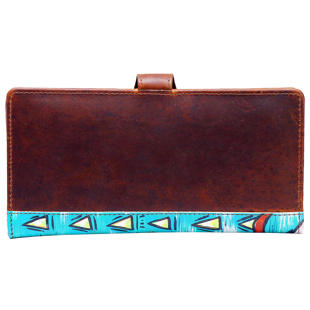 American Darling Wristlet Bag, Hand-Painted Genuine Leather, Western Vegetable Tanned Full Grain Leather Wallet Bag