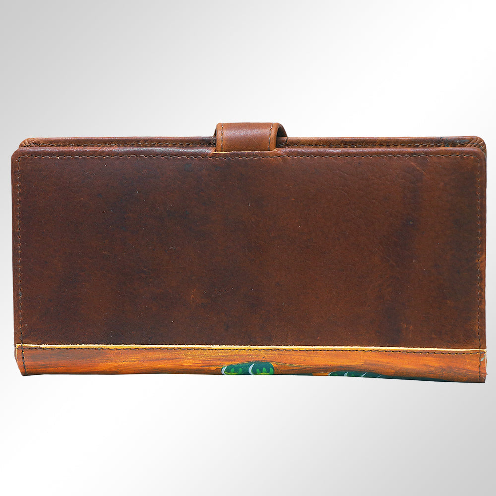American Darling Wristlet Bag, Hand-Painted Genuine Leather, Western Vegetable Tanned Full Grain Leather Wallet Bag