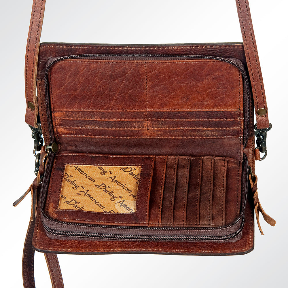 American Darling Organiser Bag Handcrafted from Crocodile Embossed Genuine Leather with YKK Zipper and Detachable Strap