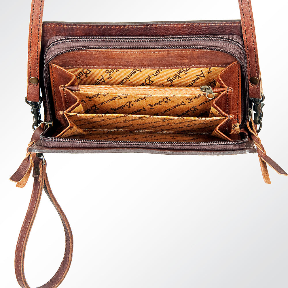 American Darling Organiser Bag Handcrafted from Crocodile Embossed Genuine Leather with YKK Zipper and Detachable Strap