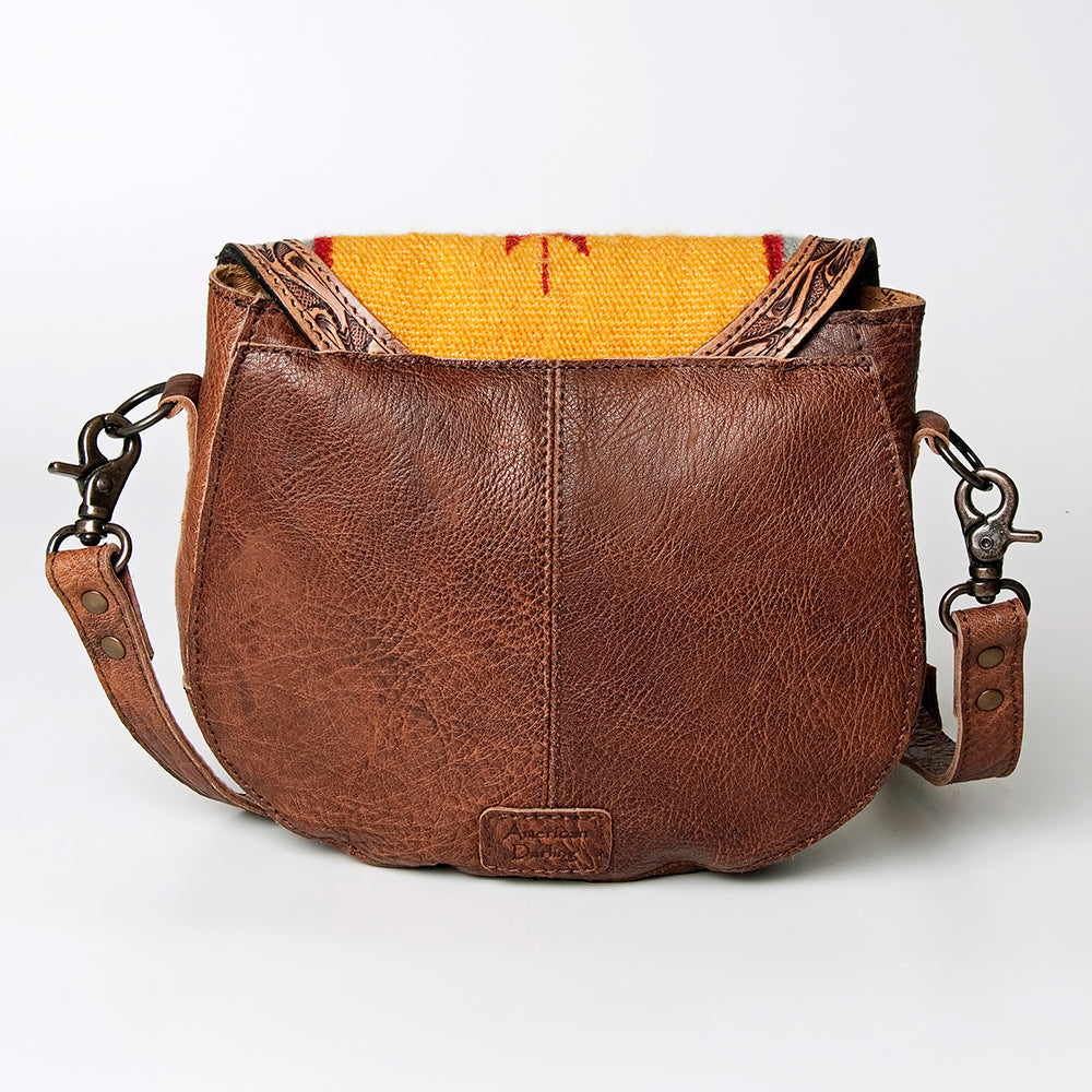 American Darling Hand-Tooled Saddle Blanket Leather Crossbody Bag