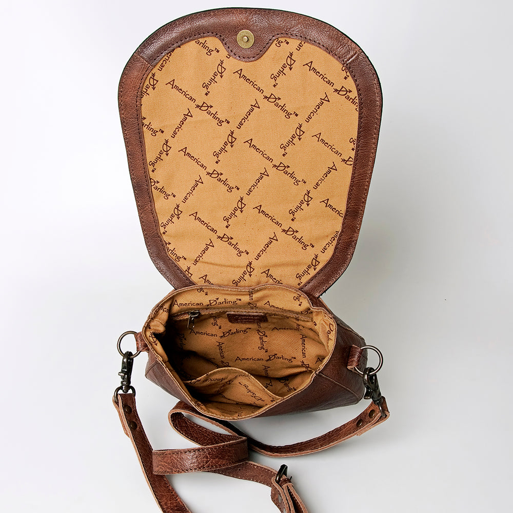 American Darling Hand-Tooled Saddle Blanket Leather Crossbody Bag